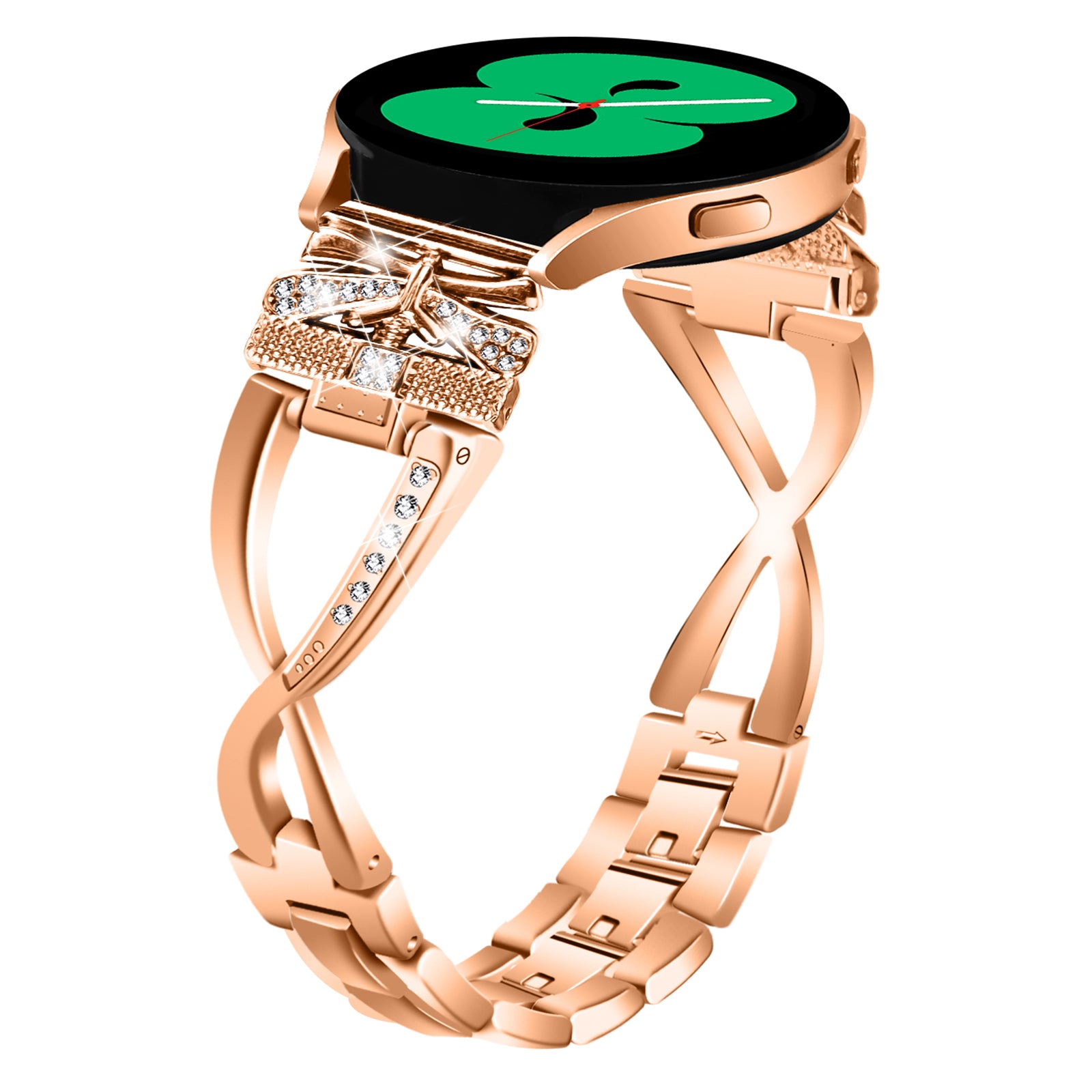 For Samsung Galaxy Watch6 40mm 44mm Rhinestones Decor 20mm Watch Strap Crown X-Shape Zinc Alloy Watchband For Samsung Galaxy Watch6 40mm 44mm Rhinestones Decor 20mm Watch Strap Crown X-Shape Zinc Alloy Watchband